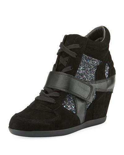 Bowie Wedge Sneaker With Glitter Trim