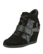 Bowie Wedge Sneaker With Glitter Trim