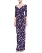 3/4-sleeve Torn Flowers-print