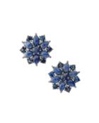 Silver Stud Earrings With Marquise Blue