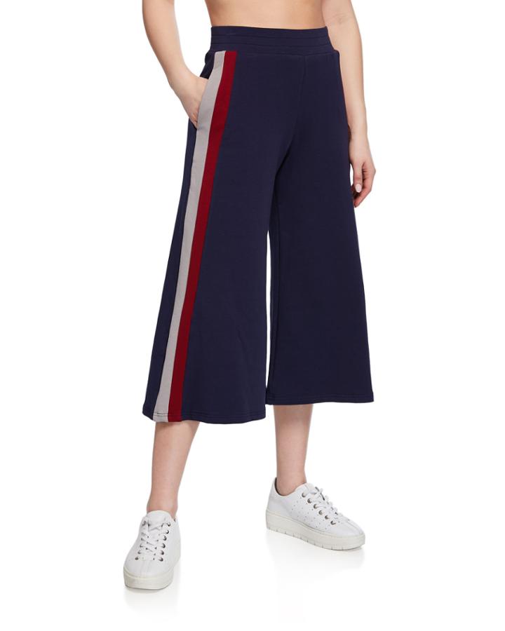 French Terry Striped Sporty Wide-leg