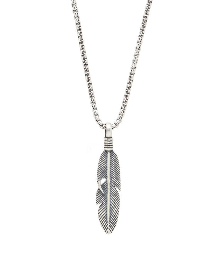 Men's Feather Pendant Necklace,