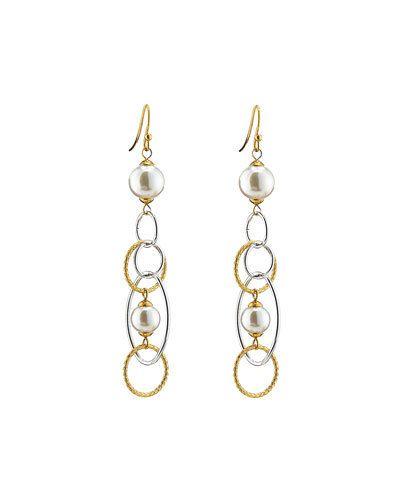 Duo-tone Pearl Drop Earrings