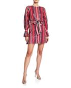 Puff-sleeve Striped Sequin