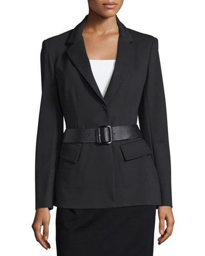 Belted Peplum Jacket, Black