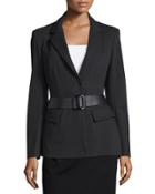 Belted Peplum Jacket, Black