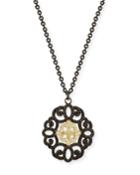 Old World Filigree Pendant Necklace With Diamonds & Black