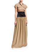 Silk-blend Twofer Corset-waist Dress