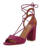 Austin Suede Lace-up Sandal, Fuchsia