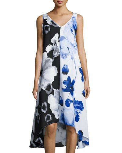 Sleeveless Floral High-low Dress,