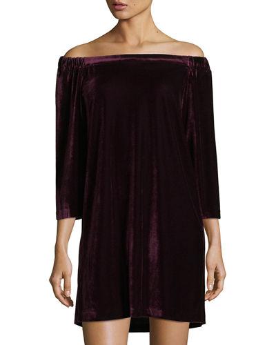 Off-the-shoulder Velvet Dress