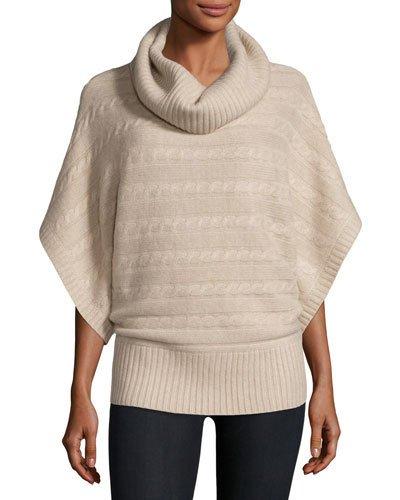 Cashmere Cable-knit Poncho Sweater, Oatmeal