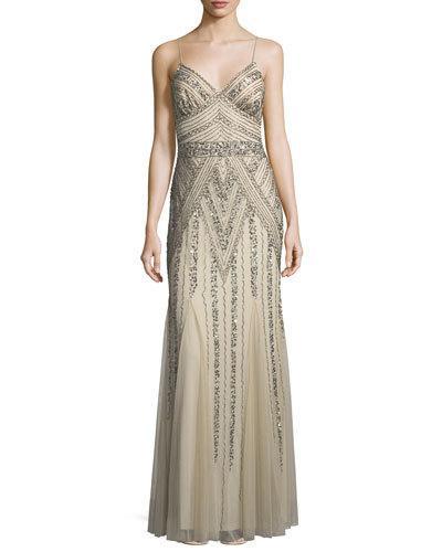 Beaded Sleeveless Gown