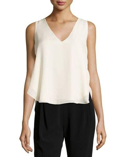 Sleeveless V-neck Top, Blush