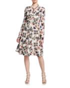 Tie-front Printed Dress