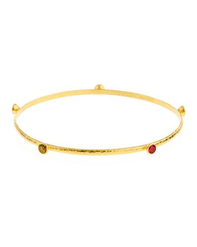 Skittle 24k Multi-stone Station Bangle Bracelet