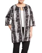 Vida 3/4-sleeve Print Topper Jacket, Black Multi,