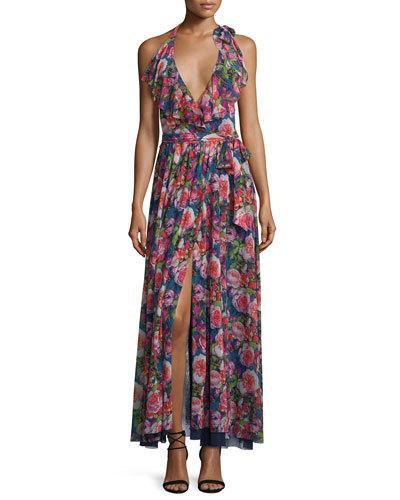 Floral-print Ruffled Halter