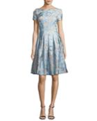 Organza Fit & Flare Floral Cocktail Dress