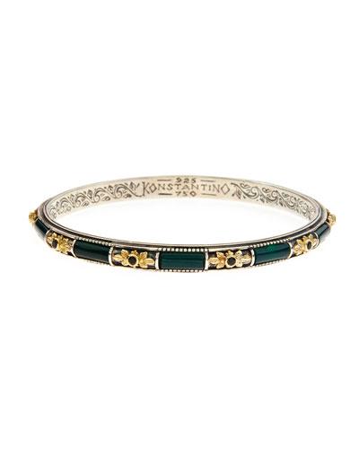 Ismene Green Agate & Onyx Bangle Bracelet
