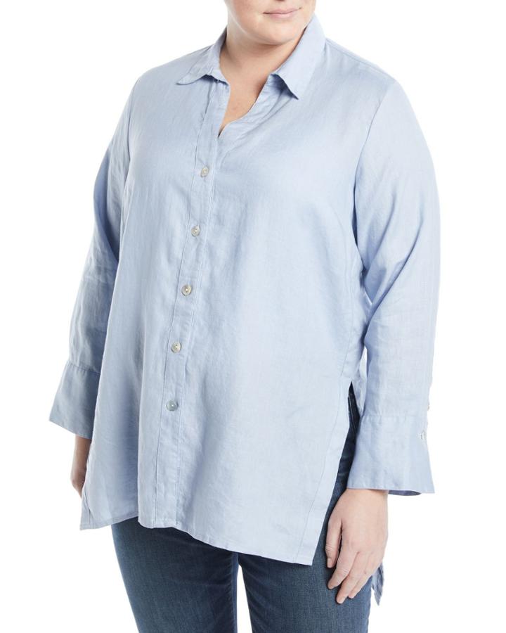 Linen Button-front Tunic,
