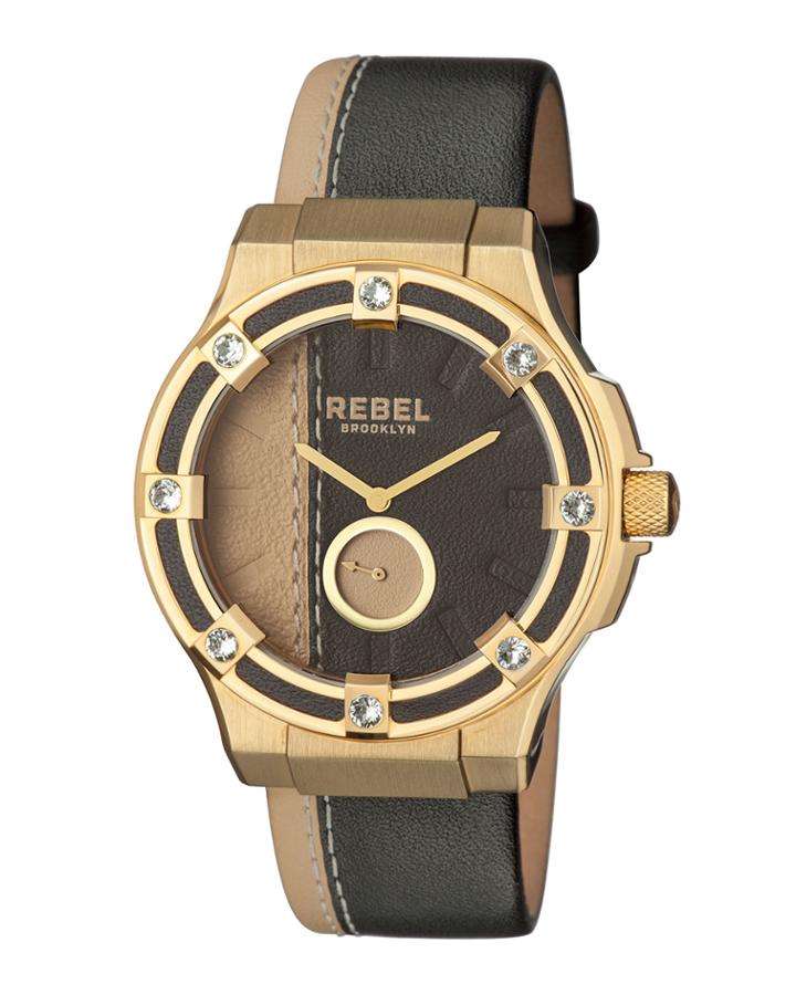 44mm Flatbush Watch W/ Leather Strap, Brown/black