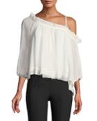 Colette One-shoulder Ruffle Top, Ivory