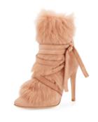 Moritz Shearling-trim Suede 105mm Bootie, Praline