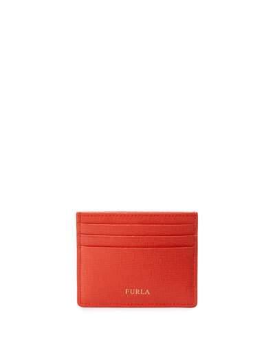 Classic Saffiano Leather Card Case, Arancio