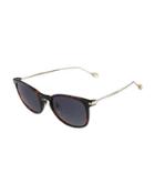 Thin Solid Square Sunglasses, Brown/gold