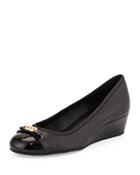 Elsie Patent Cap-toe Wedge Pump, Black
