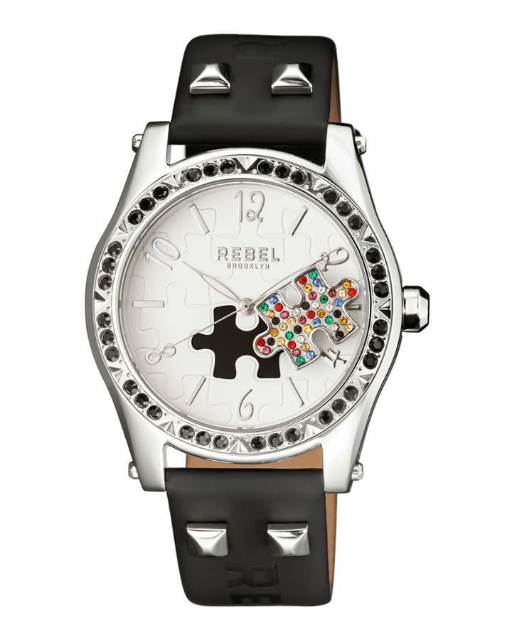 40mm Gravesend Puzzle Watch W/ Leather Strap,