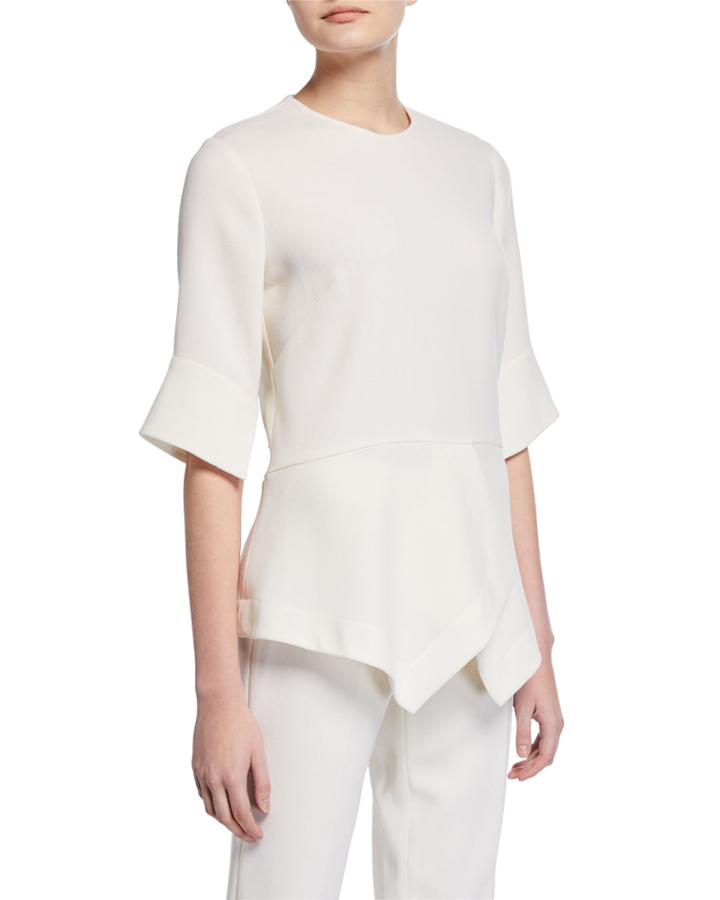 Wool Crepe Handkerchief Hem Top