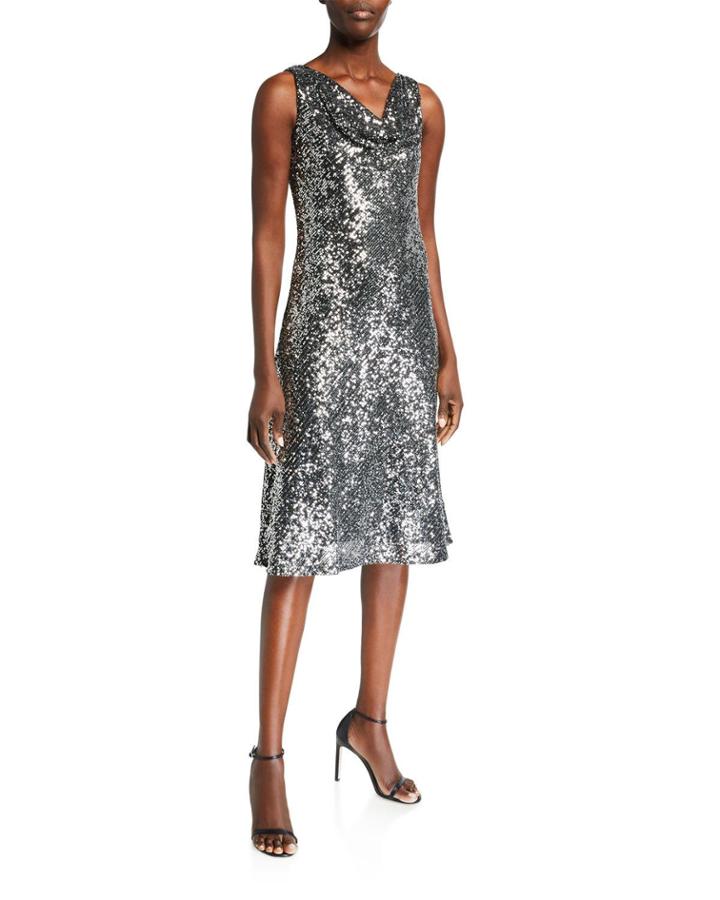 Sequin Cowl-neck Dress