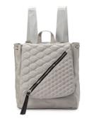 Irene Quilted-flap Backpack, Gray