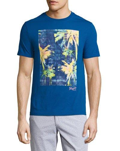 Palm-graphic Jersey T-shirt, Blue