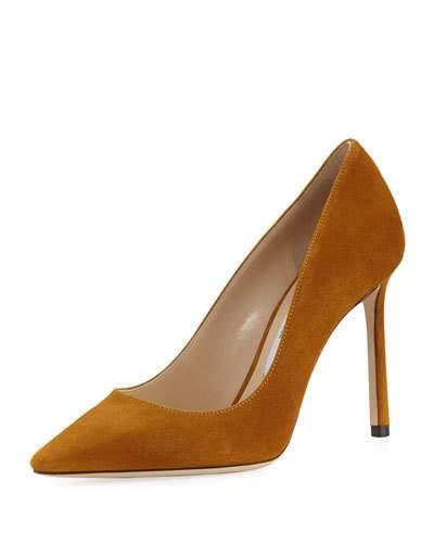 Romy Suede 100mm Pump, Yellow