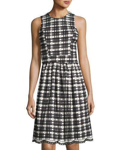 Checked-print Fit & Flare Dress