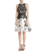 Sleeveless Lace-top Fit-and-flare Cocktail Dress