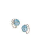Cherish Link Stud Earrings In Swiss Blue Topaz W/ Diamonds