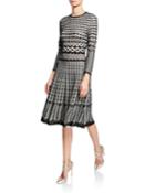 Diamond Jacquard Knit Fit-and-flare Dress