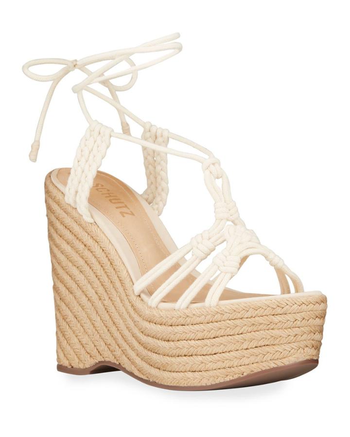 Macris Ankle-tie Knotted Platform Espadrilles