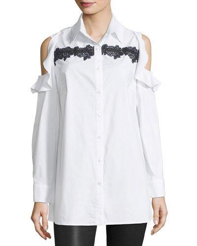 Cold-shoulder Poplin Tunic