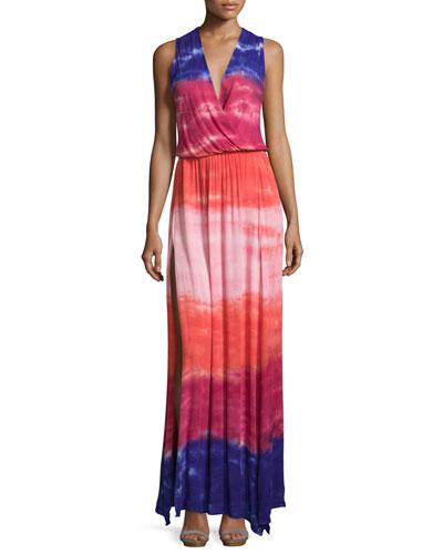 Noel Stretch-knit Maxi Dress, Purple Water Ripple