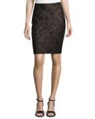 Foil Twill Ponte Skirt, Black