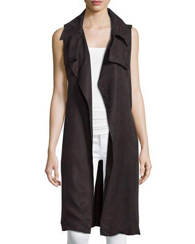 Sleeveless Trench Vest, Caviar