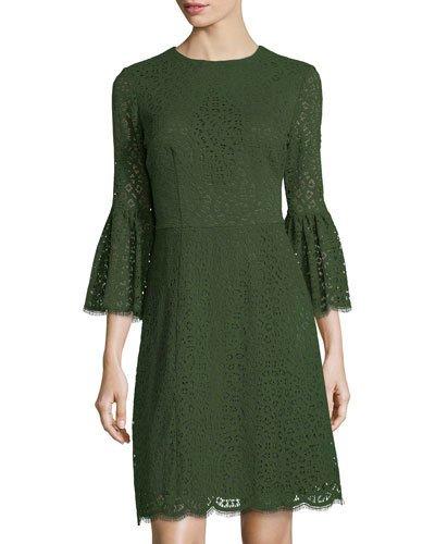 Geometric Lace Fit & Flare Dress