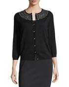 Hand-beaded 3/4-sleeve Cardigan