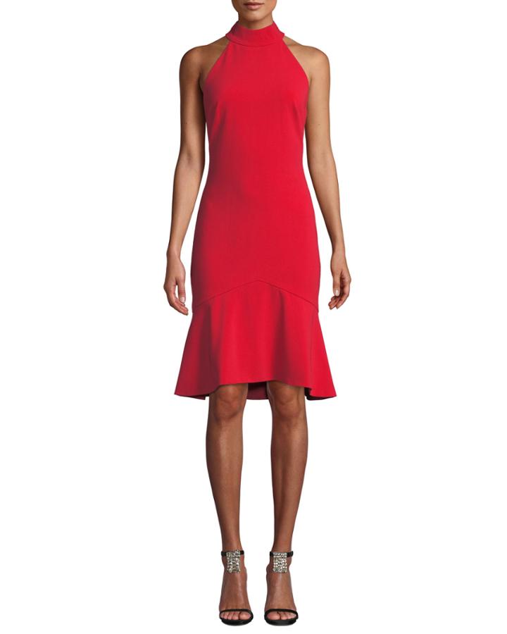 Halter-neck Cocktail Dress With Flounce Hem