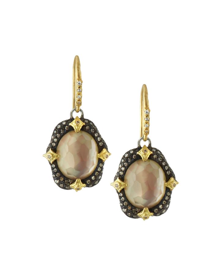 Old World Doublet Drop Earrings W/ Diamonds,